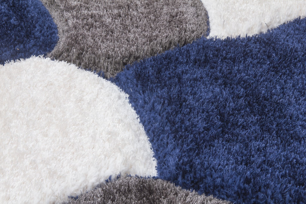 Luxus Stones - 3D Shaggy Rug - Multi Navy