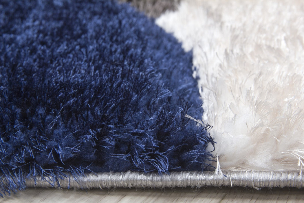 Luxus Stones - 3D Shaggy Rug - Multi Navy