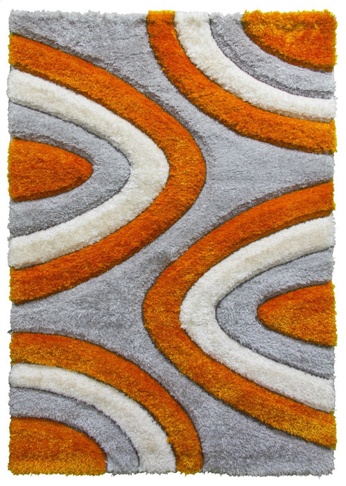 Luxus Ripples - 3D Shaggy Rug - Multi Orange