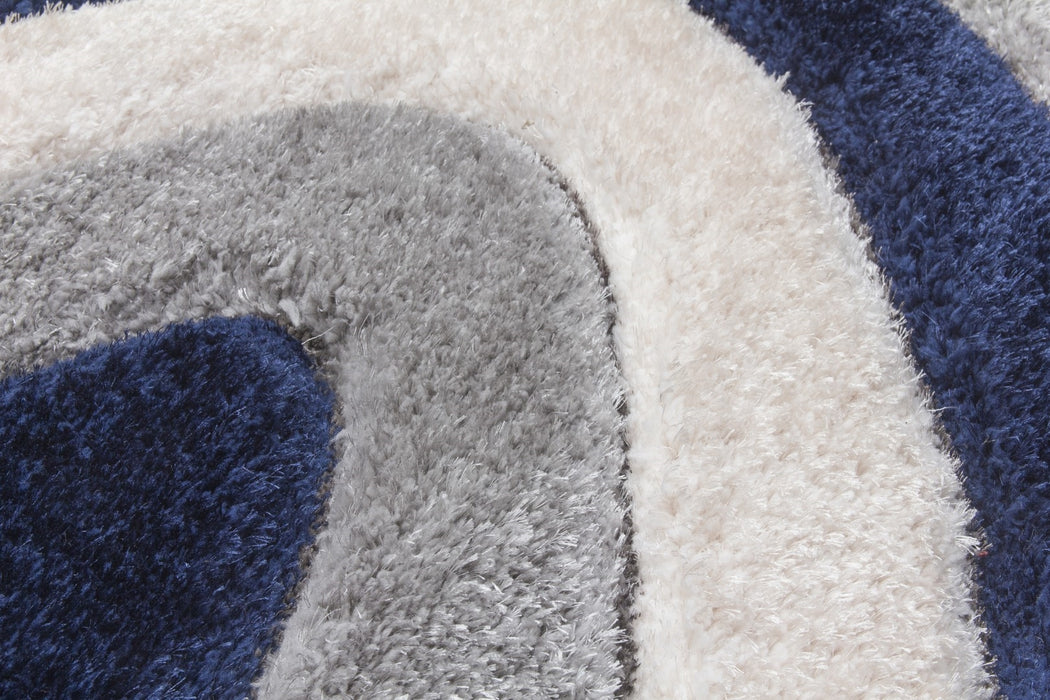 Luxus Ripples - 3D Shaggy Rug - Multi Navy