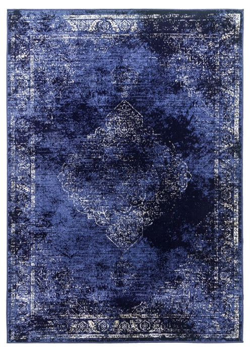 Navy Blue Distressed Rug - Vintage Classic