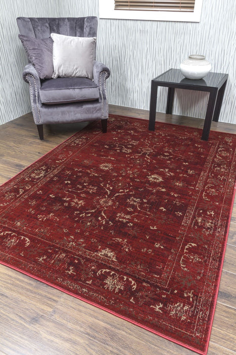 Burgundy Red Distressed Rug - Vintage Timeless