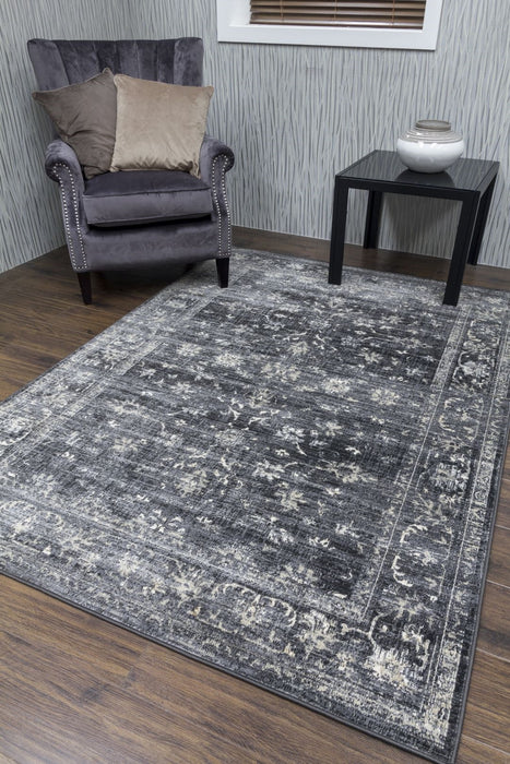 Charcoal Grey Distressed Rug - Vintage Timeless