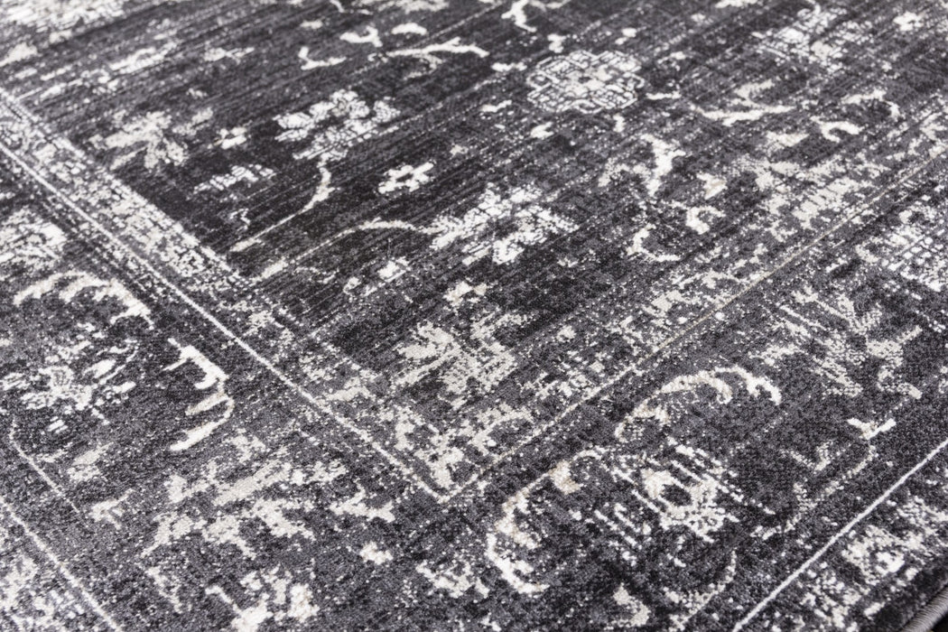 Charcoal Grey Distressed Rug - Vintage Timeless