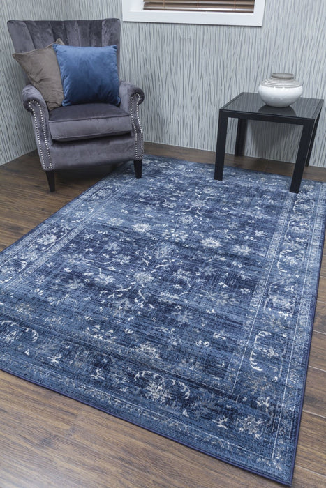 Navy Blue Distressed Rug - Vintage Timeless