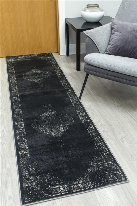 vintage classic charcoal runner rug