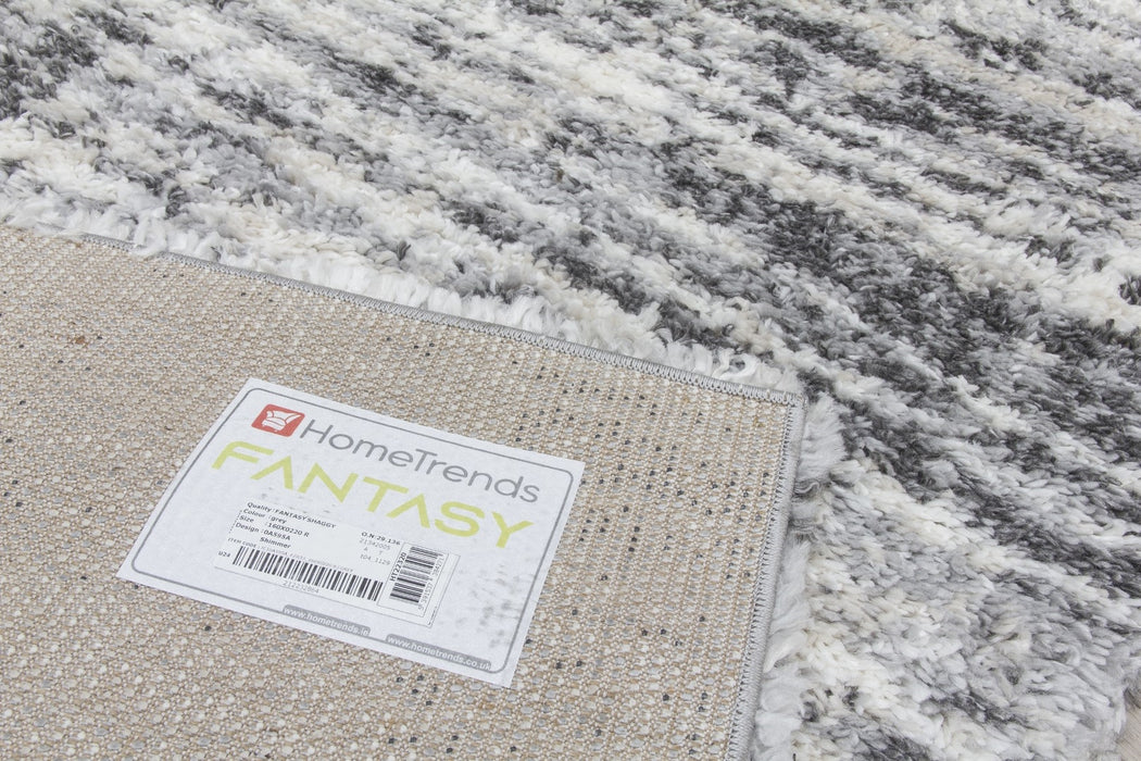 Grey Shaggy Abstract Rug - Fantasy Shimmer