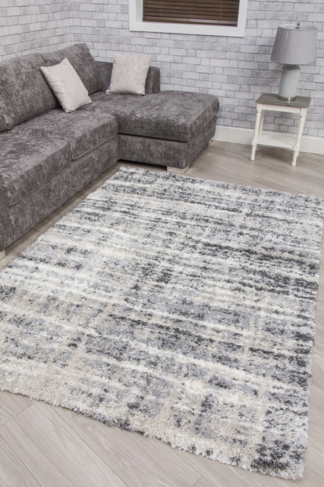 Grey Shaggy Abstract Rug - Fantasy Shimmer