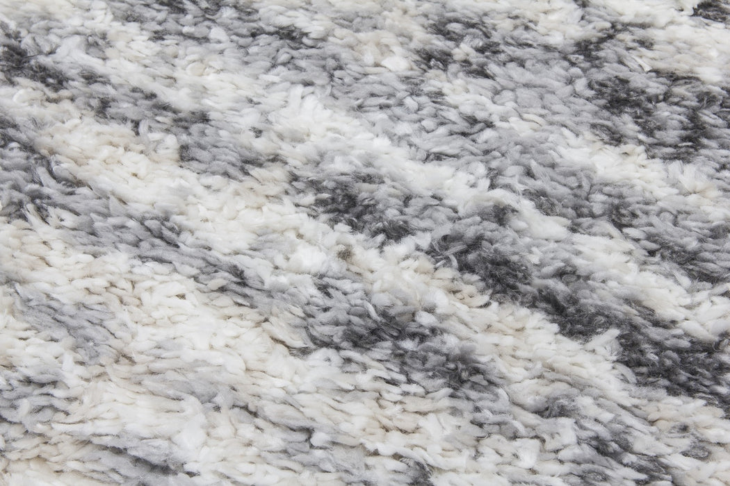 Grey Shaggy Abstract Rug - Fantasy Shimmer