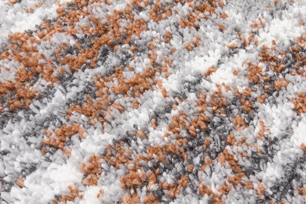 Orange Grey Shaggy Abstract Rug - Fantasy Shimmer