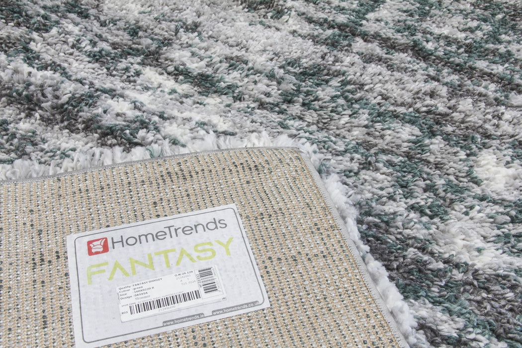 Green Grey Shaggy Abstract Rug - Fantasy Shimmer