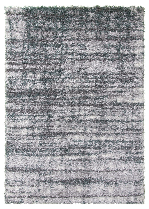 Green Grey Shaggy Abstract Rug - Fantasy Shimmer