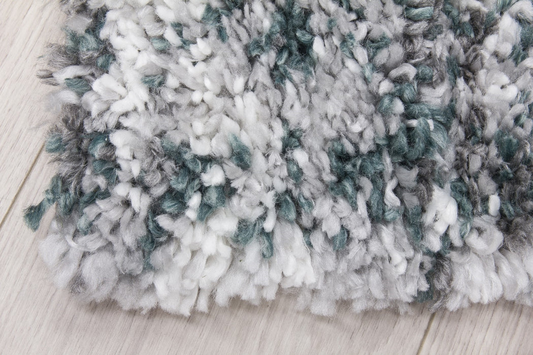 Green Grey Shaggy Abstract Rug - Fantasy Shimmer