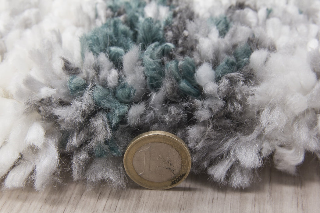 Green Grey Shaggy Abstract Rug - Fantasy Shimmer