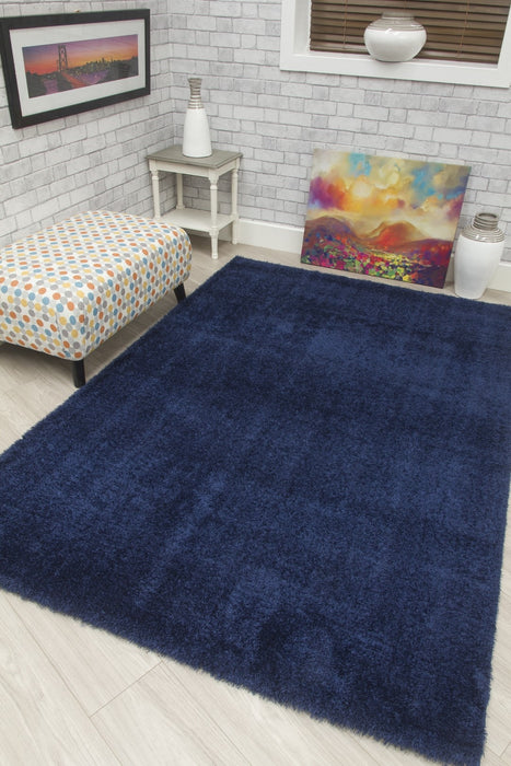 Navy Blue Shaggy Rug - Plush