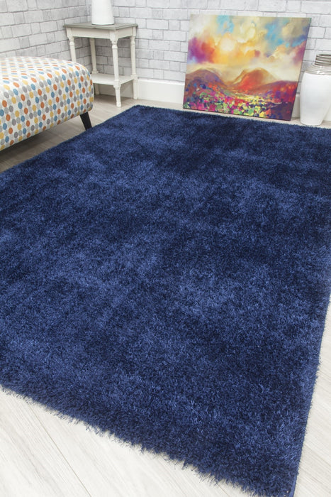 Navy Blue Shaggy Rug - Plush