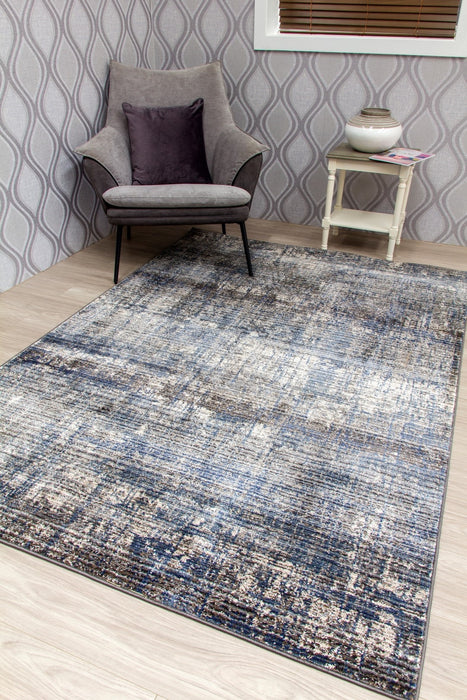 Grey Blue Abstract Rug - Mystique Bohemian