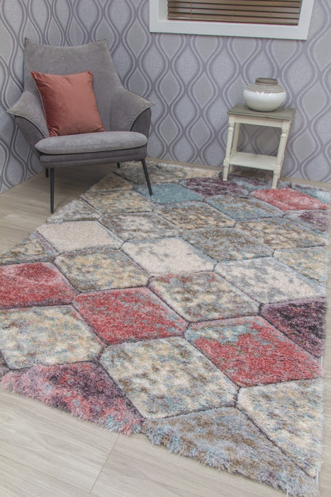 Passion Causeway - 3D Shaggy Rug - Multicolour