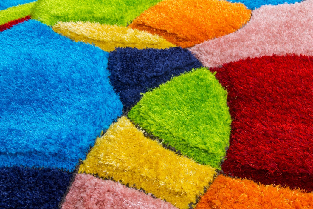 Multicolour 3D Shaggy Rug - Doodle Bubbles