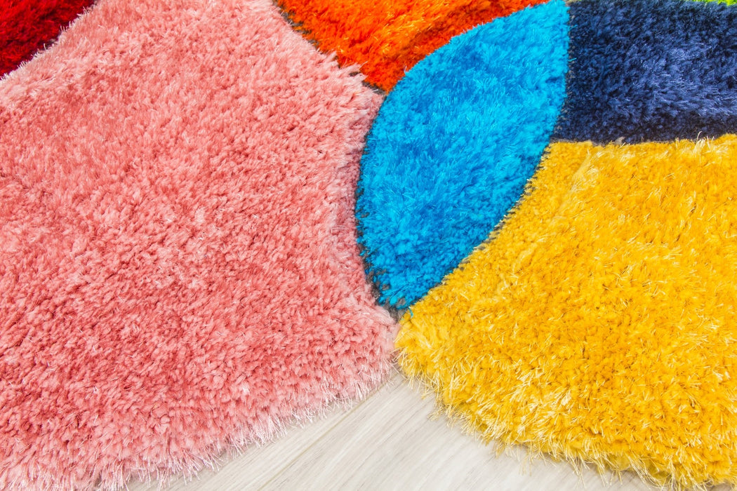 Multicolour 3D Shaggy Rug - Doodle Bubbles