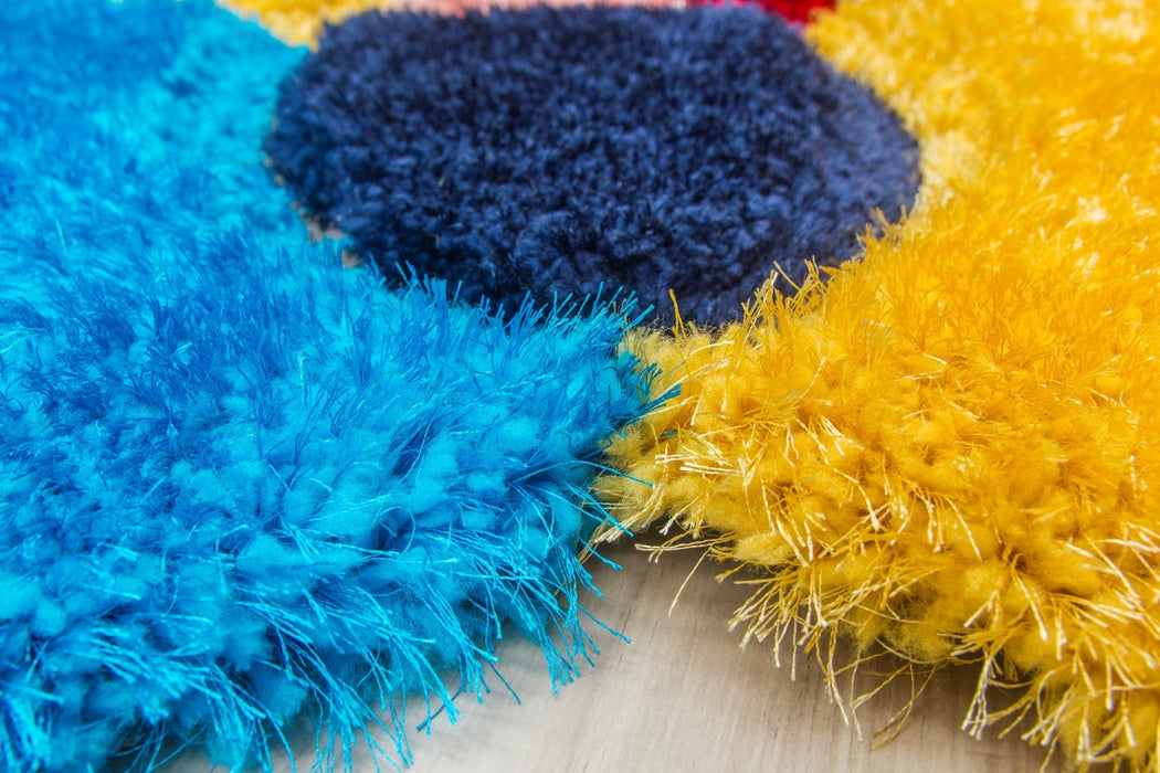 Multicolour 3D Shaggy Rug - Doodle Bubbles