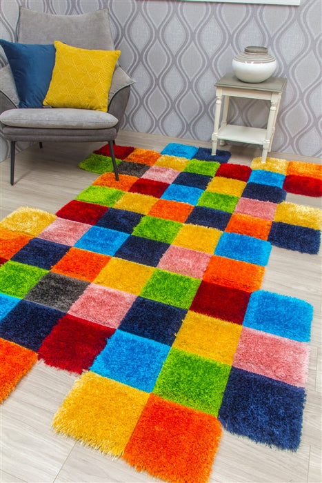 Multicolour 3D Shaggy Rug - Doodle Targets