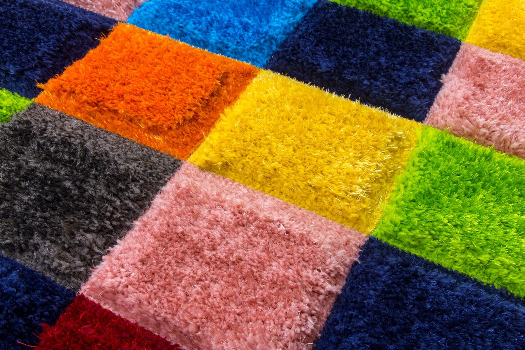 Multicolour 3D Shaggy Rug - Doodle Pixels