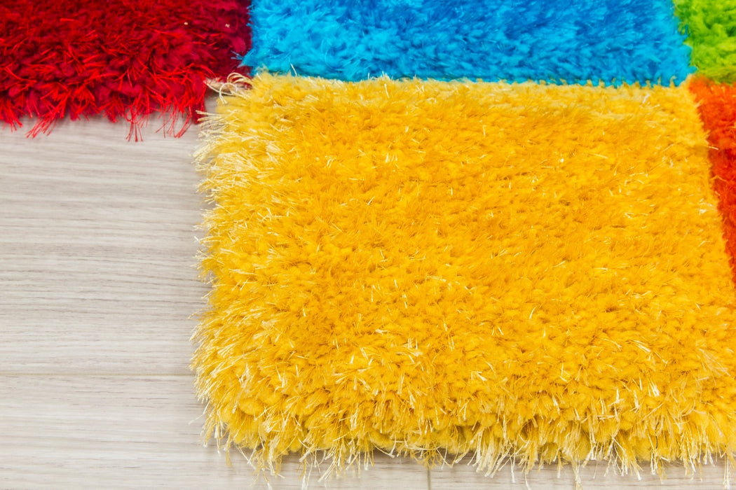 Multicolour 3D Shaggy Rug - Doodle Pixels