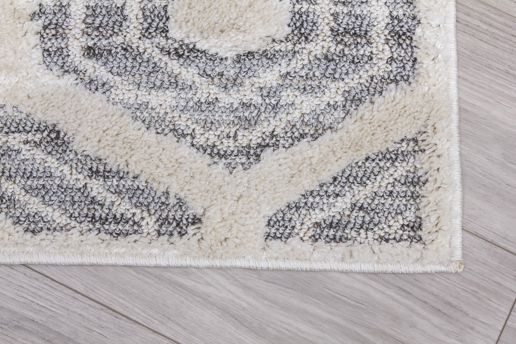 Grey Cream Honeycomb Geometric Rug - Lindos