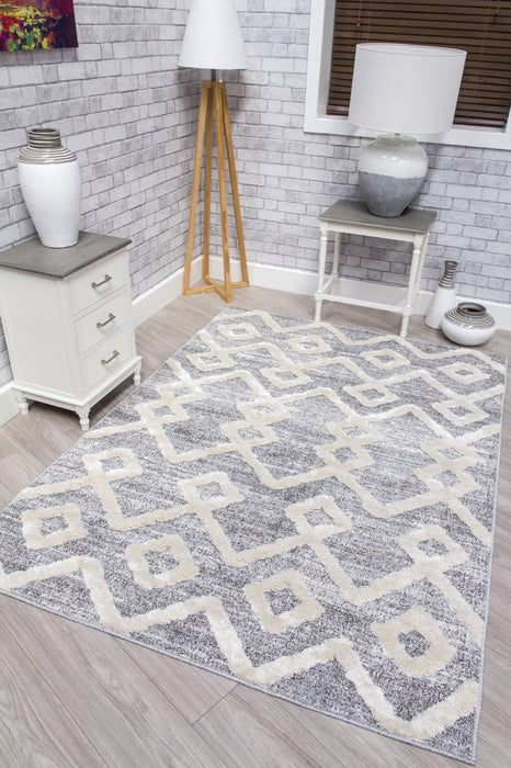 Grey Cream Aztec Rug - Lindos