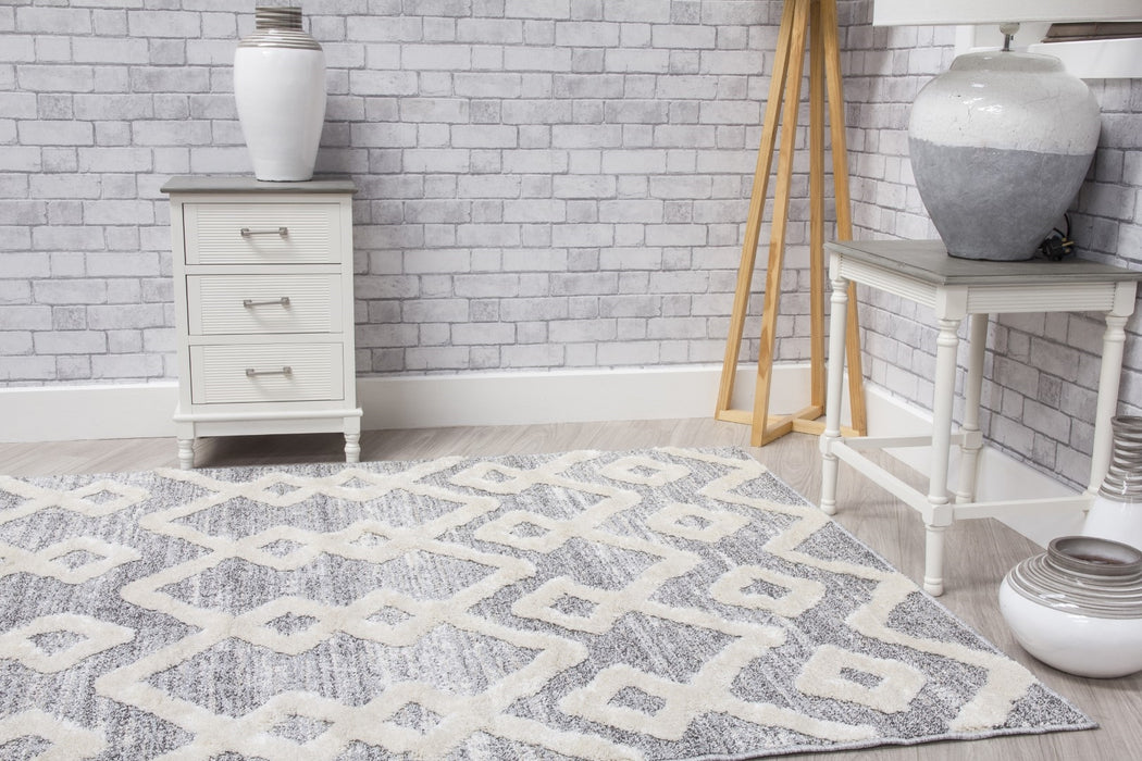 Grey Cream Aztec Rug - Lindos