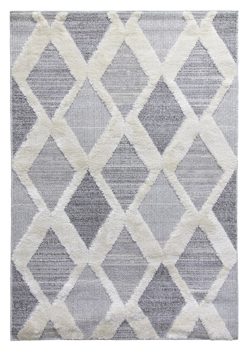 Grey Cream Diamonds Geometric Rug - Lindos