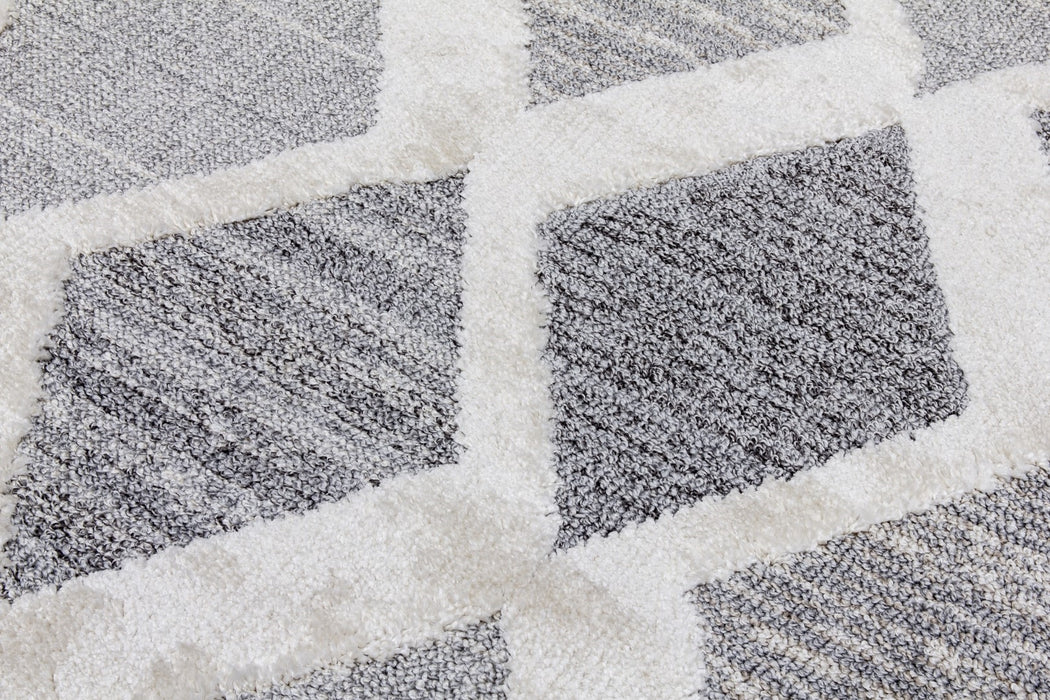 Grey Cream Diamonds Geometric Rug - Lindos