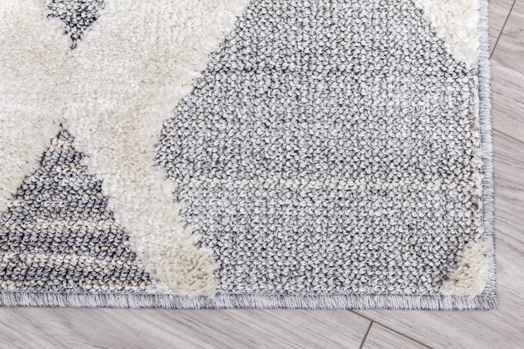 Grey Cream Diamonds Geometric Rug - Lindos