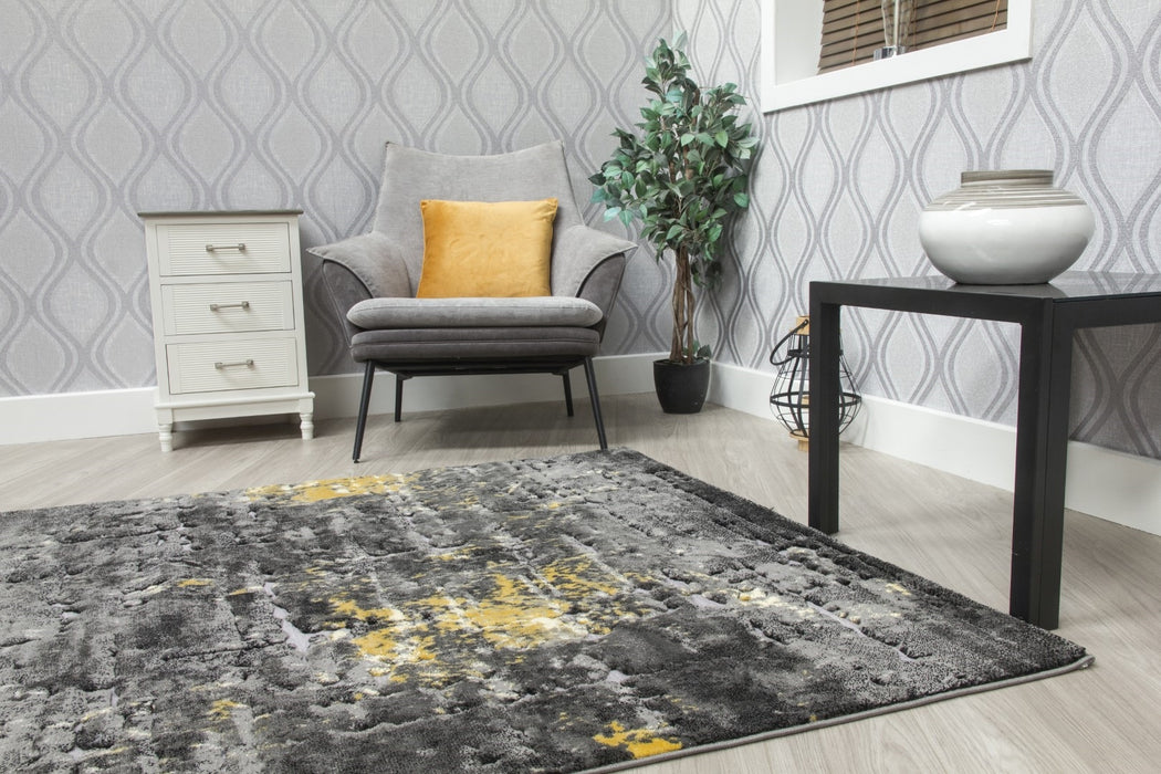 Yellow Grey Abstract Rug - Bellini Mirage