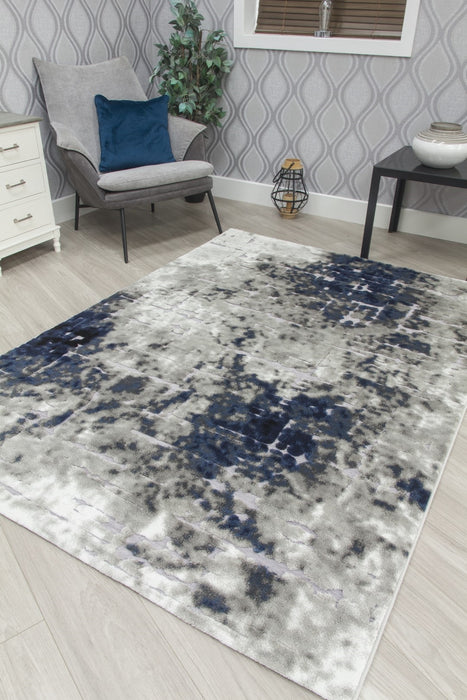 Navy Blue Grey Abstract Rug - Bellini Mirage