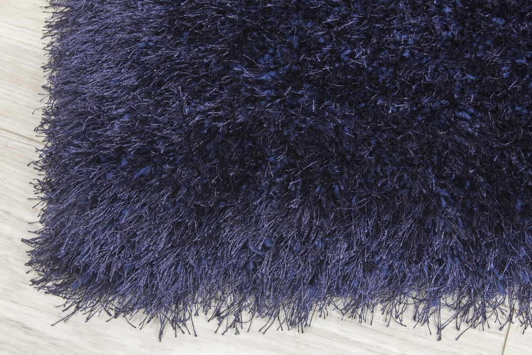 Navy Blue Shaggy Rug - Bentley