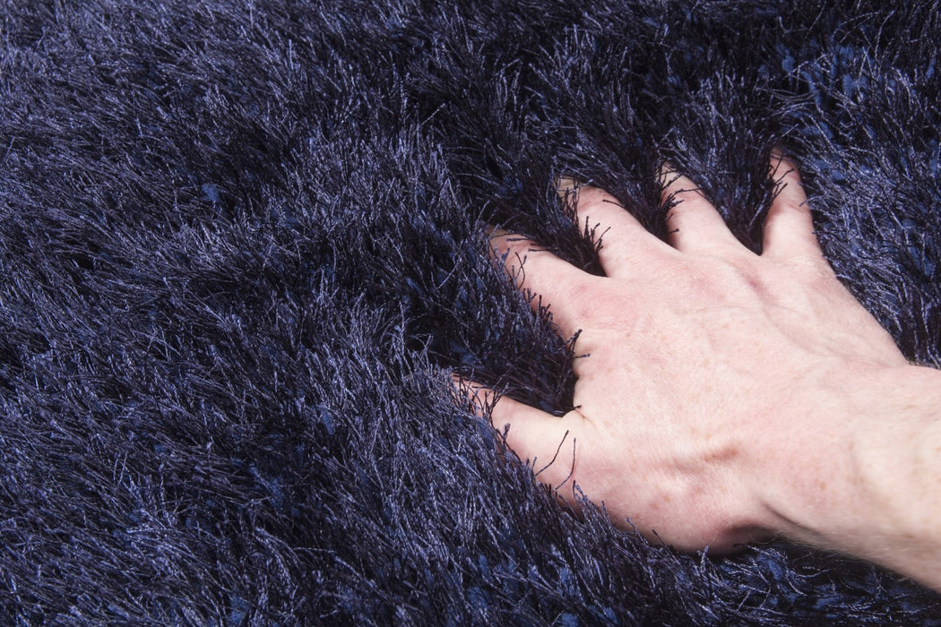 Navy Blue Shaggy Rug - Bentley