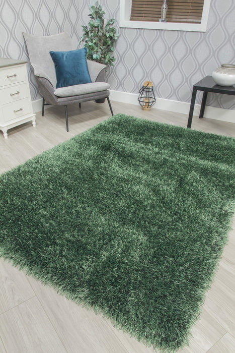 Green Shaggy Rug - Bentley