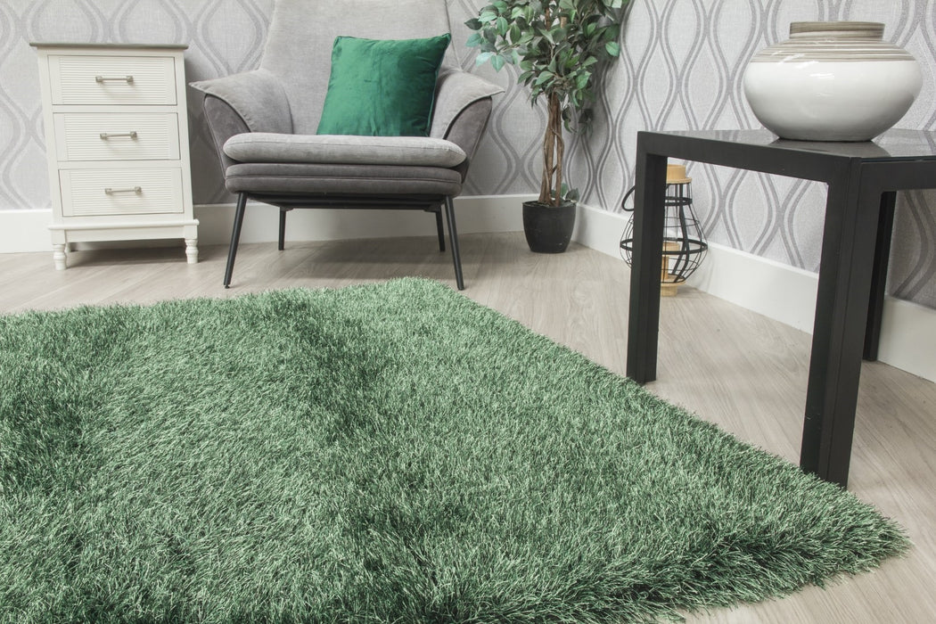 Green Shaggy Rug - Bentley