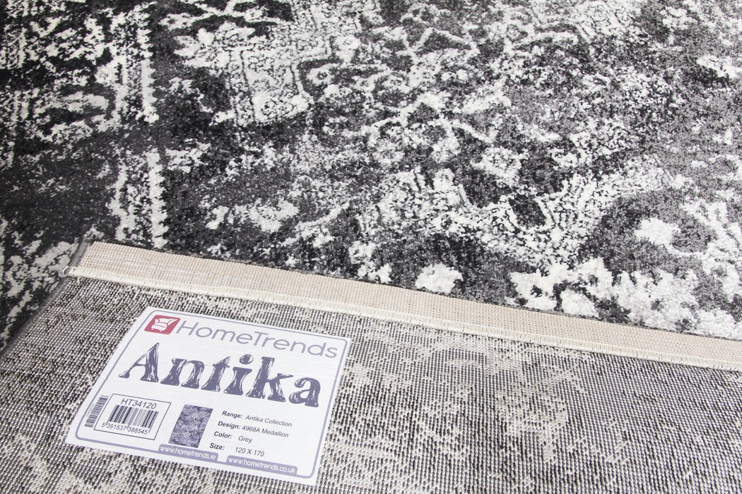 Medallion Distressed Grey Rug - Antika