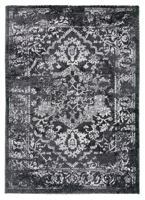 Antika Medallion Distressed Rug - Grey