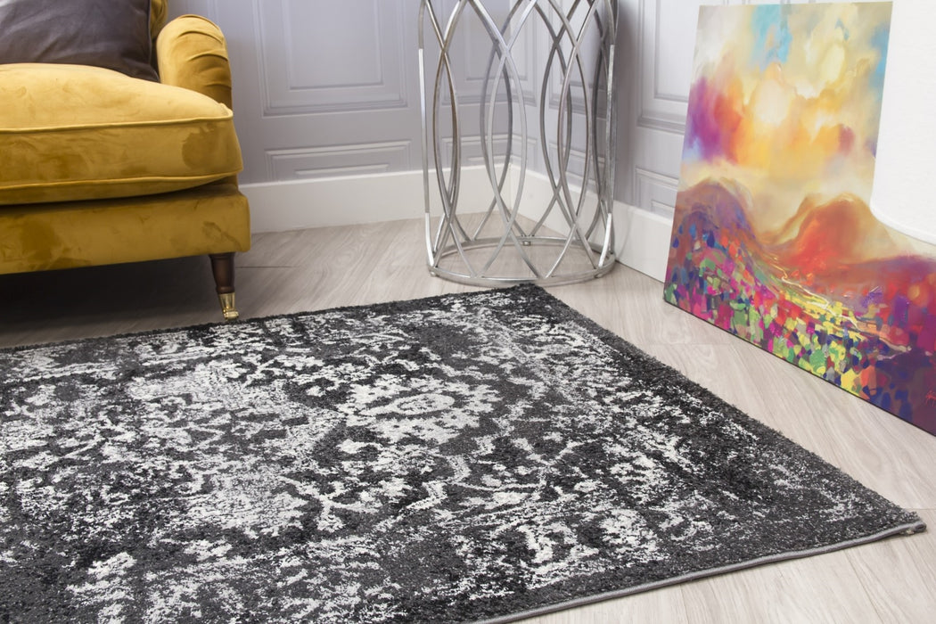 Medallion Distressed Grey Rug - Antika