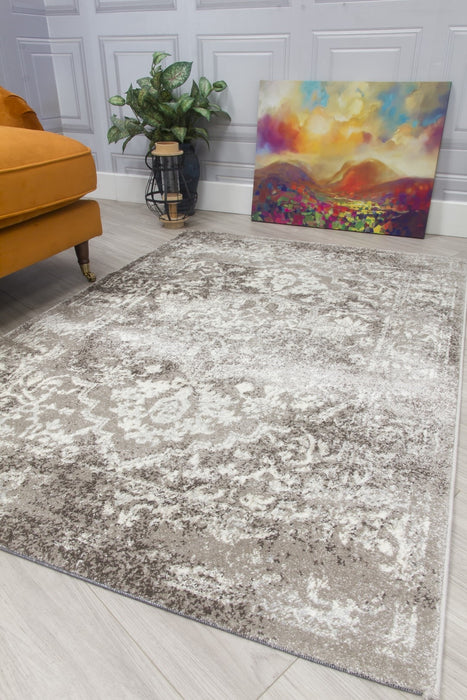 Medallion Distressed Taupe Rug - Antika