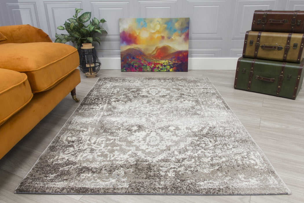 Medallion Distressed Taupe Rug - Antika