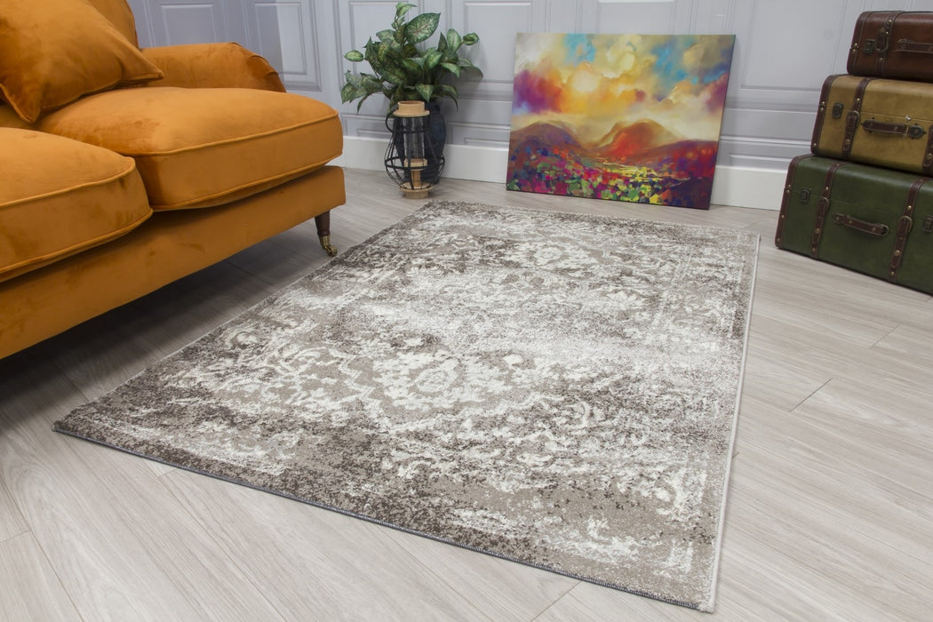 Medallion Distressed Taupe Rug - Antika