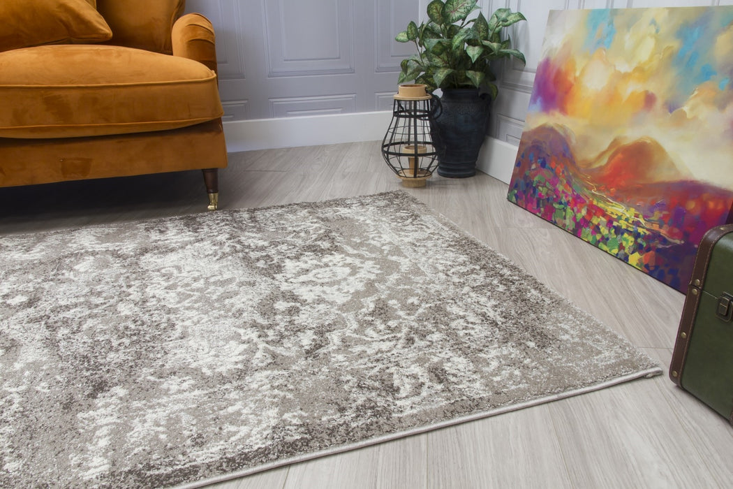 Medallion Distressed Taupe Rug - Antika