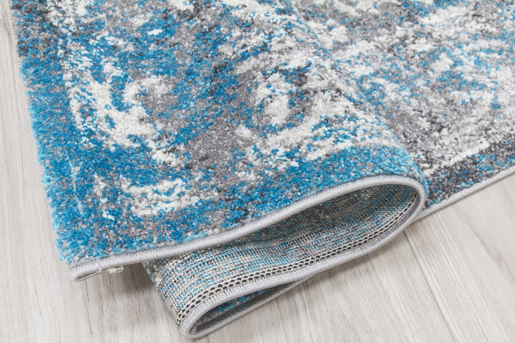 Medallion Distressed Teal Rug - Antika