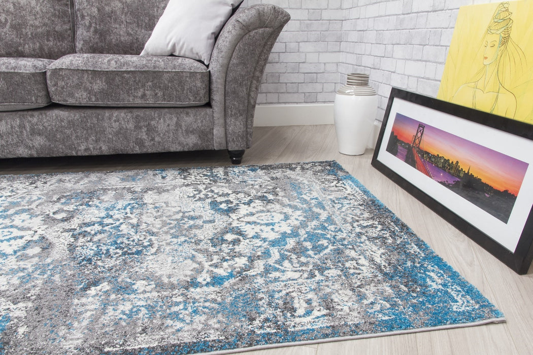 Medallion Distressed Teal Rug - Antika