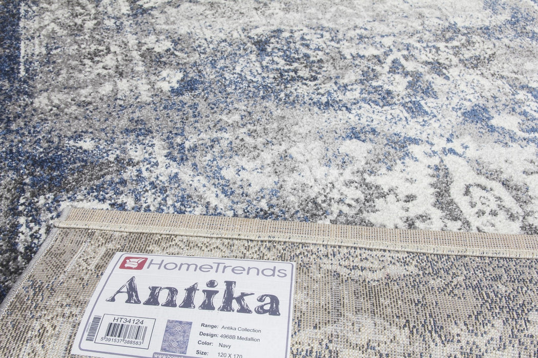 Medallion Distressed Navy Rug - Antika